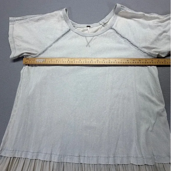 Free People Tiered Midi Dress Cream Beige Raglan Sleeve Boho Size M - Picture 3 of 10